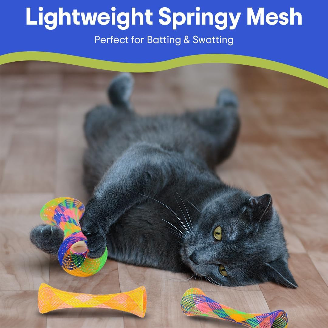 Kitty Fun Tubes Cat Toy | Bouncy Cat Toy with Catnip inside for Cats and Kittens to Bite, Swat and Chase | Interactive Cat Toy | 3 Pieces