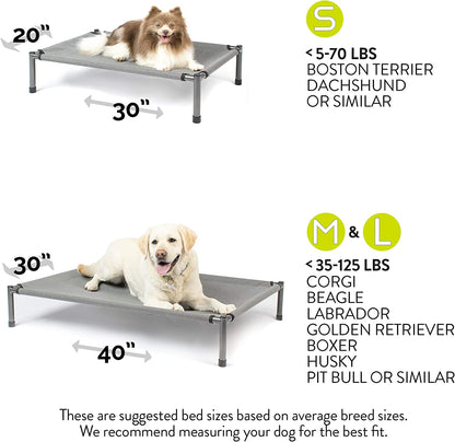 Raised Rest Deluxe Elevated Dog Bed (Outdoor Dog Bed That Has a Washable Dog Bed Cover - Great Raised Dog Bed, Small Dog Bed-Medium Dog Bed) 30" X20'X6.99 Holds 70 Lbs,Grey